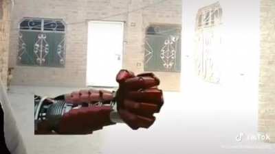 Chad shows off his iron man suit