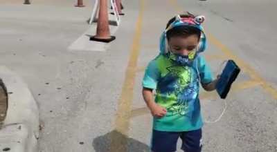 My 4yr old feeling the music with no care or worries as to who is watching him...