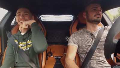 The guy who is driving is hiding his emotions!