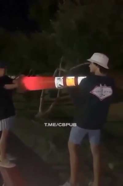 Firing fireworks inside a traffic cone