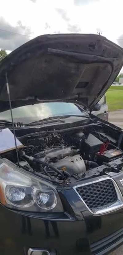 Customer drove overheated car until it stopped running. Tech removed plugs, added water in radiator, & attempted to start...