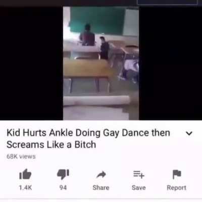 Kid Hurts Ankle Doing Gay Dance then Screams Like a Bitch