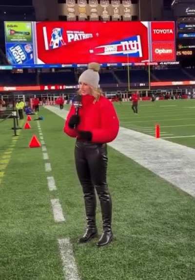 Laura working the sideline on MNF last night