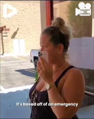 Karen is pissed off that she is not allowed in without a mask, and calls 911...