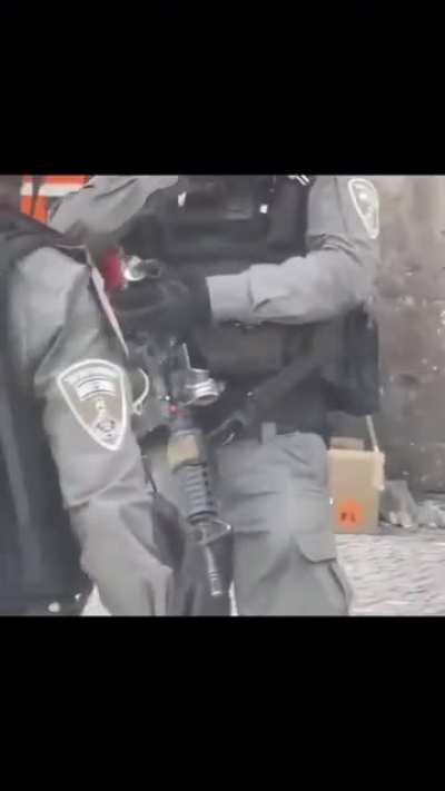 a journalist caught an israeli soldier about to throw a grenade at MEDICS, ER RESPONDERS, AMBULANCE and JOURNALISTS but he stopped when she caught him on camera