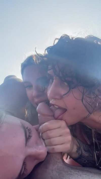 Sucking cock on the beach with an audience, who’s next?