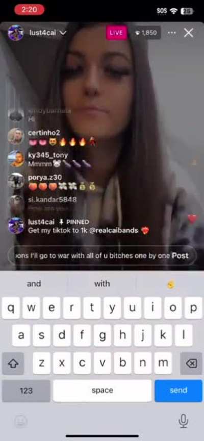 lust4cai 🎣simp<wbr>fishi<wbr>ng🐠 4 Instagram simps🥸 to get her TikTok to 1k subs so she can begin her NAKED DEMON LIVE💦<wbr>🐱🫦☹️ ouuu🤓 Pt.2