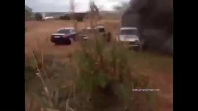 Helicopter pilot accidentally fires rockets while landing. Unknown date.