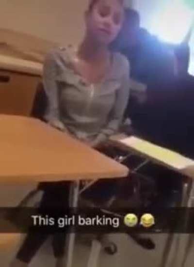 This girl barking