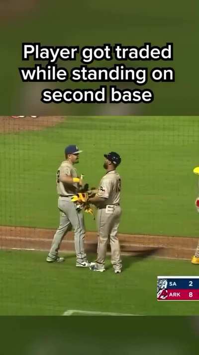 Baseball player traded while on second base
