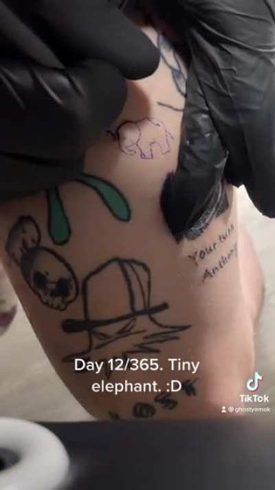 Day 12/365. Tiny elephant! @ghostyamok on tiktok
