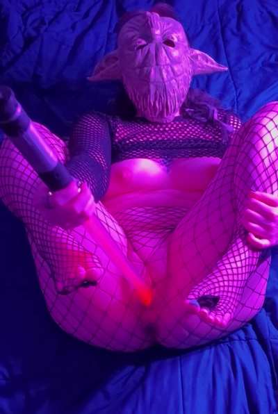 Her mask is on upside down LOL