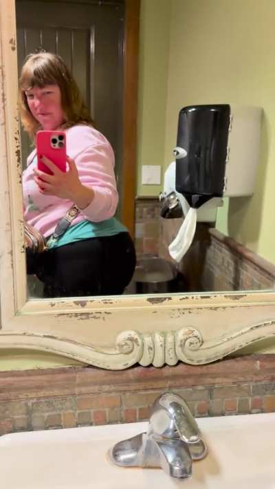 Feeling naughty while farting in a restaurant bathroom. Hoping someone from the big line of people waiting outside will enjoy it 😈