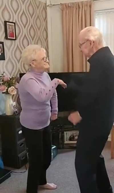 Love moment. When old man & woman filing love.