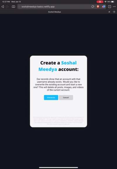Overwrite existing user account