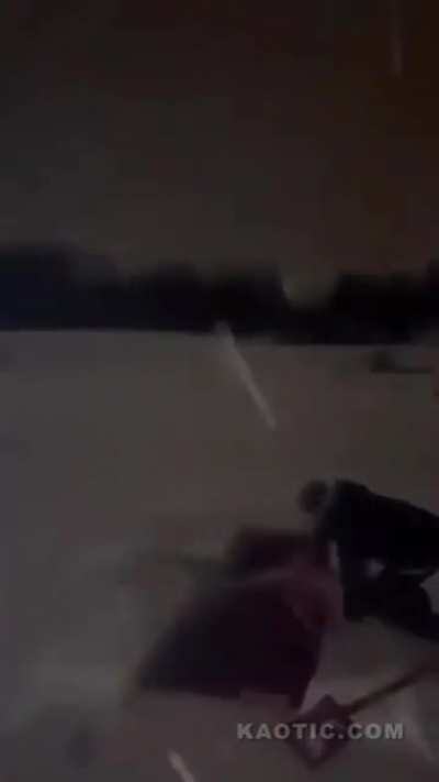 This is the moment a mother in St Petersburg, Russia was swept away by a current of about 10ft a second. It was later confirmed rescue divers never found a body so it's assumed the mother of two is now dead.