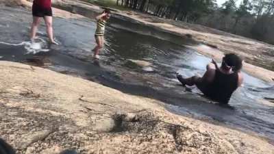 Saves her from hitting the algae-covered rocks