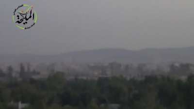 Eerie video of a distant exchange of high caliber fire, artillery, IRAMs in the Damascus suburbs of Mleiha and Jaramana - 8/3/2014