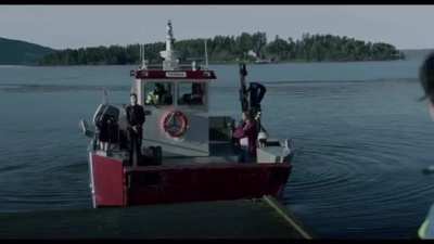 Scene from the movie 22 July, which shows the start of Anders Breivik’s shooting spree. On that day, Anders Breivik set off a car bomb at a government building in Oslo, killing 8. He then went to the island of Utoya, which hosted a left wing summer camp, 