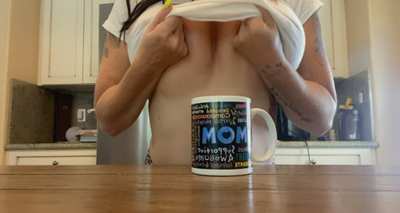 I hope you like a little titty with your morning coffee… (drop).