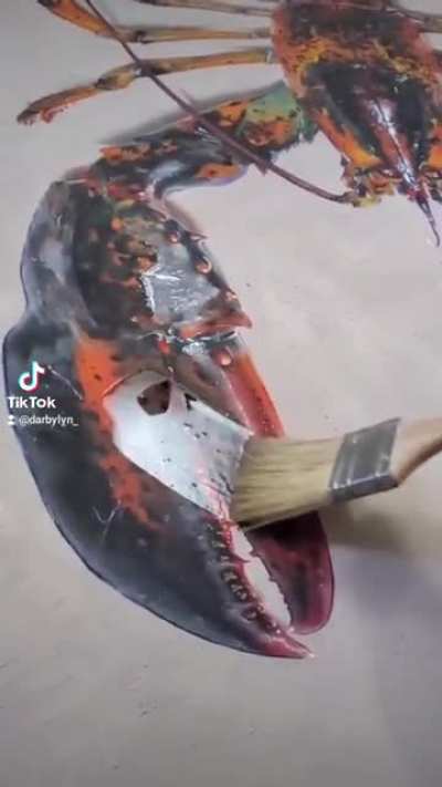 Varnishing my lobster painting!