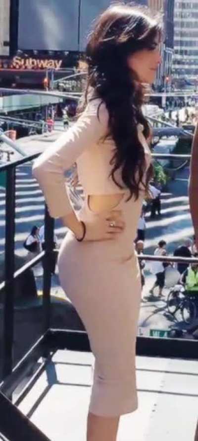 In a tight dress