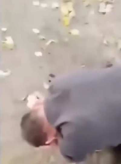 Russian cyclist helps old woman that is being attacked. Cyclist proceeds to beat up attacker.