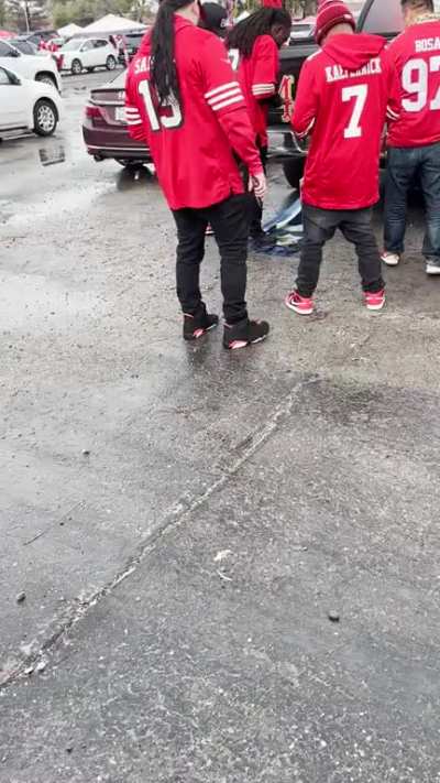 49ers Tailgating while stomping on a 12 flag 😂