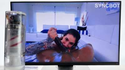 Spit twice+tit fuck+deep throa<wbr>t+tes<wbr>ticle licking within 20 seconds with Arabelle Raphael