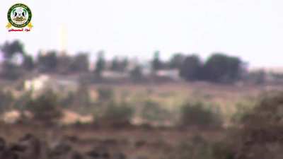 FSA Al-Sibtayn Brigade TOW ATGM strike on SAA tank - Al-Mughayyirat, Syria - 9/6/2014