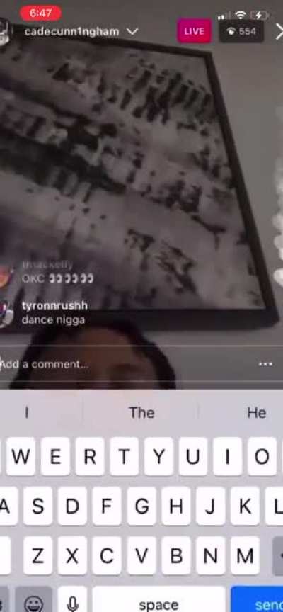 Cade Cunningham (Potential #1 Pick in upcoming NBA Draft) has a fan join him on IG live.