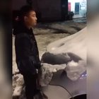 Snow on a car.