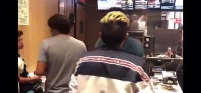 Kid doesn't wanna wait in line, tries out a little racism