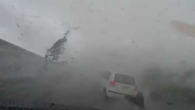 Tornado passing through the car