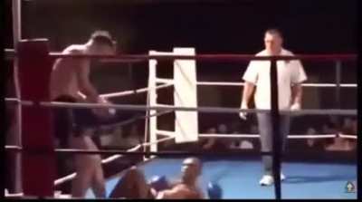 He tornado kicked him so hard that even his sweats got knocked out
