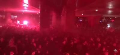 Flares and smoke. Barbarians of Ajax Amsterdam.