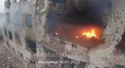 Drone tour of Maryinka after 'liberation' by russian forces...