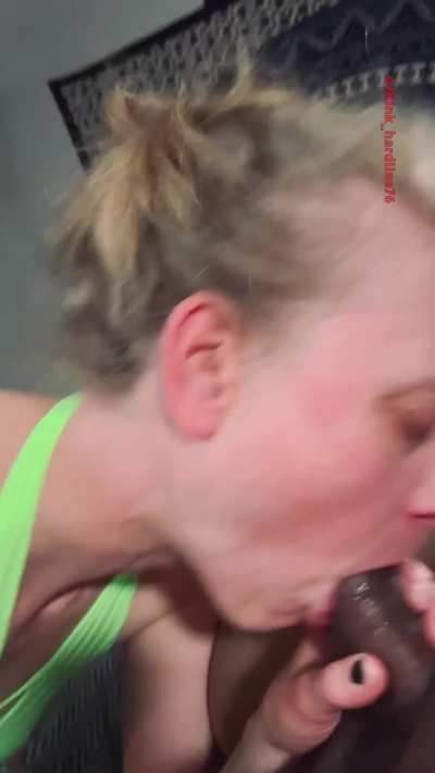 Sucking on my FWB while my husband fucks me from behind