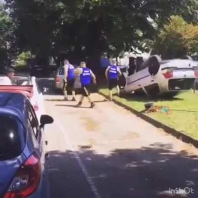 Illegally parking.