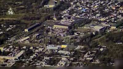 Ukrainian strikes on a Russian repair base in Donetsk city. November 2023 (base is at 47.957, 37.854