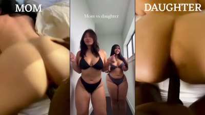 Asian mom and daughter getting both fucked by bbc