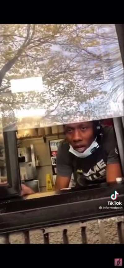 Fast food worker stands up to a Karen recording him