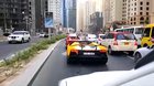 A Lamborghini driver set his car on fire while roaring his engine in a traffic light