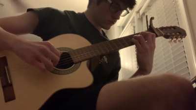 I covered a part of the menu theme on guitar.