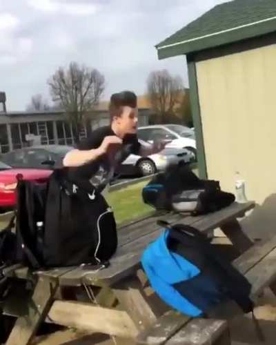 trying out parkour