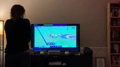 How my sister in law watches the Seahawks.