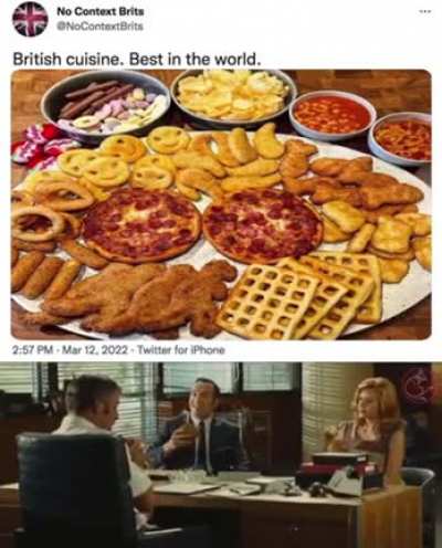 Ce n'est pas de moi. Mais du calme, faire les malins sur la culture culinaire britannique, c'est taper bien bas.