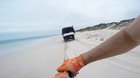 Throw back to when I discovered you can strap an old snowboard to your feet and get towed down the beach by a land cruiser. I can’t catch a rugby ball at the same time however...
