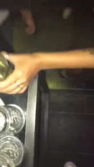 Woman splashed with her own 
