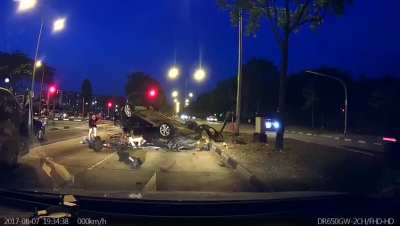 (Singapore) Car flipped over and hit a rider, only for the rider to be run over by another vehicle